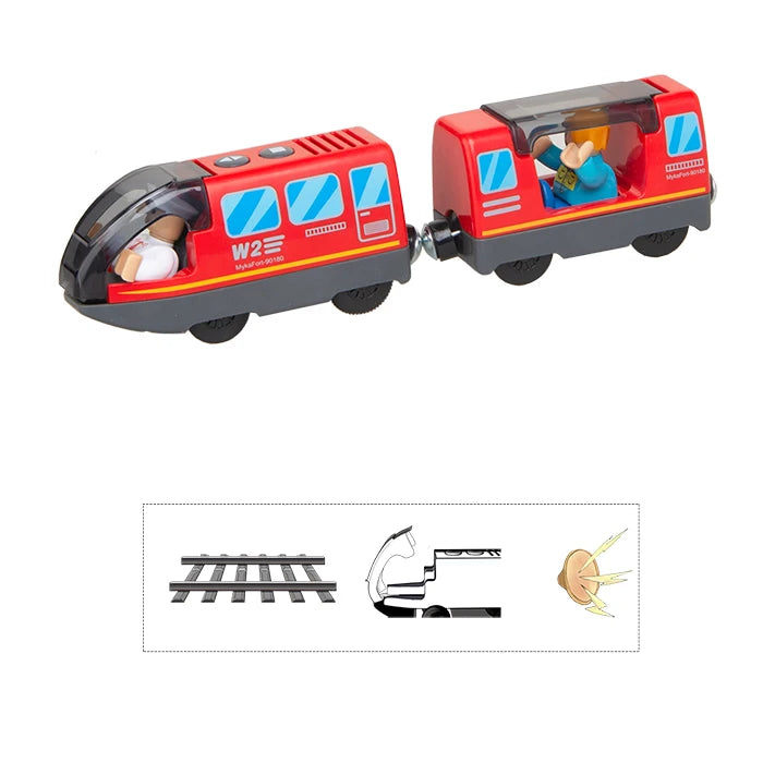 Electric Train Toy Set - Fits Standard Wooden Tracks & Railway Systems