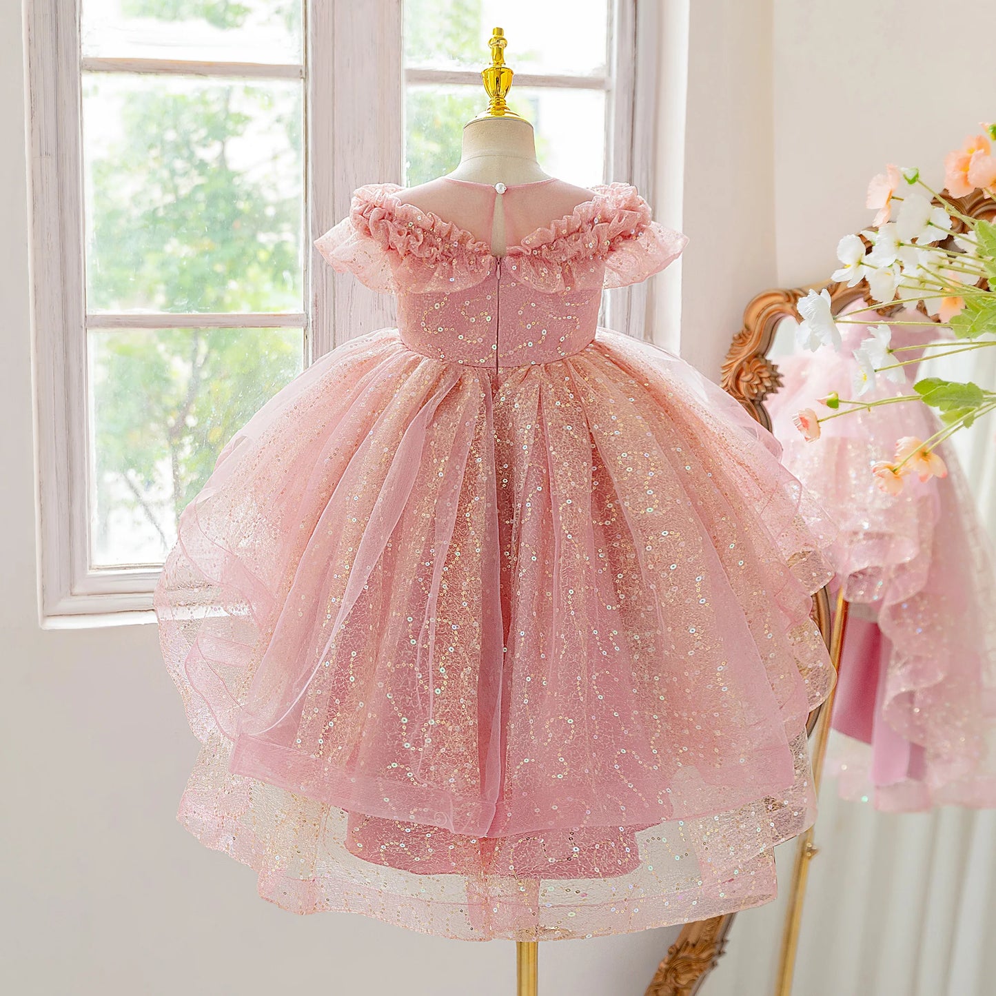 Girls’ Formal Lace Dress – High-End Embroidery for Flower Girl