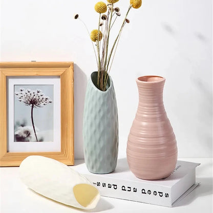 Chic Nordic Plastic Vase: Sleek Flower Pot for Modern Home Decor