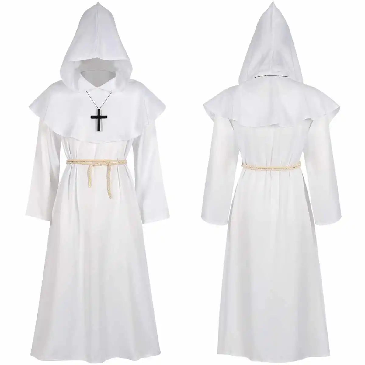 Elegant Medieval Robe – Women’s Halloween Cosplay Costume, Monk Wizard Priest Style