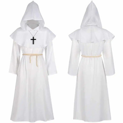 Elegant Medieval Robe – Women’s Halloween Cosplay Costume, Monk Wizard Priest Style