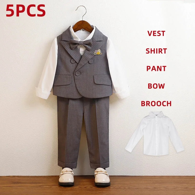 Little Gentleman Korean Striped Suit – Boys’ Party & Ceremony Costume