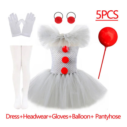 Kids Halloween 2025 Gray Joker Cosplay Outfit