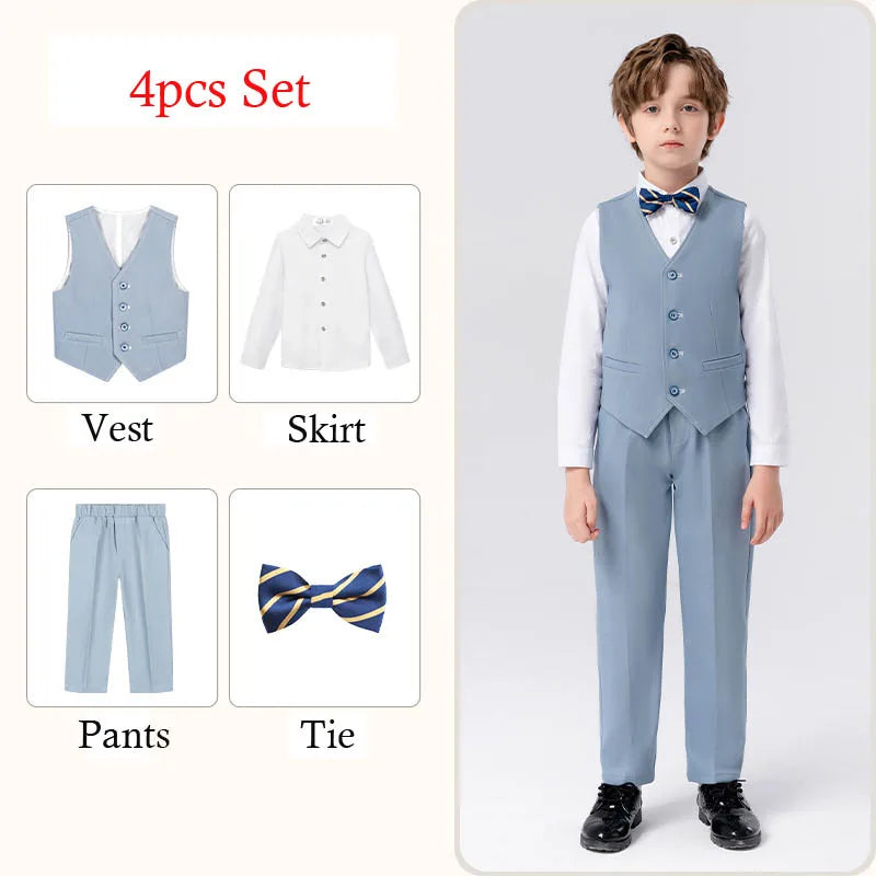 Boys’ Formal Suit Set – Spring/Summer Wedding Outfit (Ages 1–14)