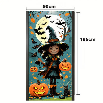 Halloween Door Banner – Scary Moon Night & Cemetery Scene