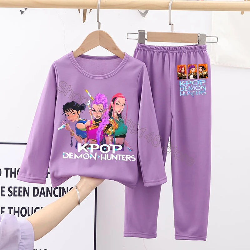 Kawaii Kpop Demon Hunters Girls Nightgown – Cozy Autumn Sleepwear
