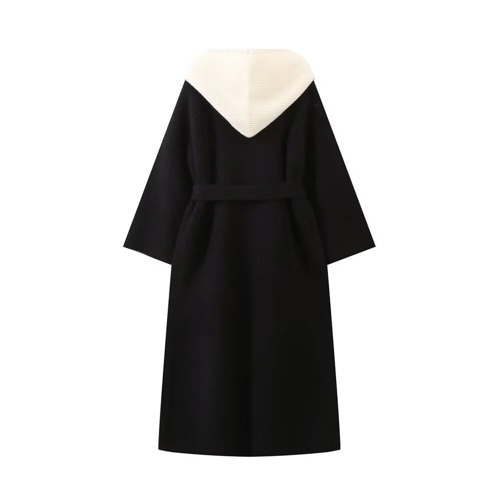 Chic Autumn Hooded Knit Coat – 2-in-1 Style