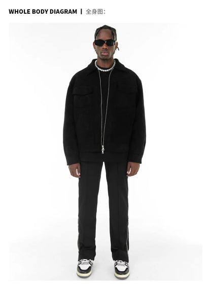 Casual Oversize Men's Jacket – Lapel Zipper Thick Coat