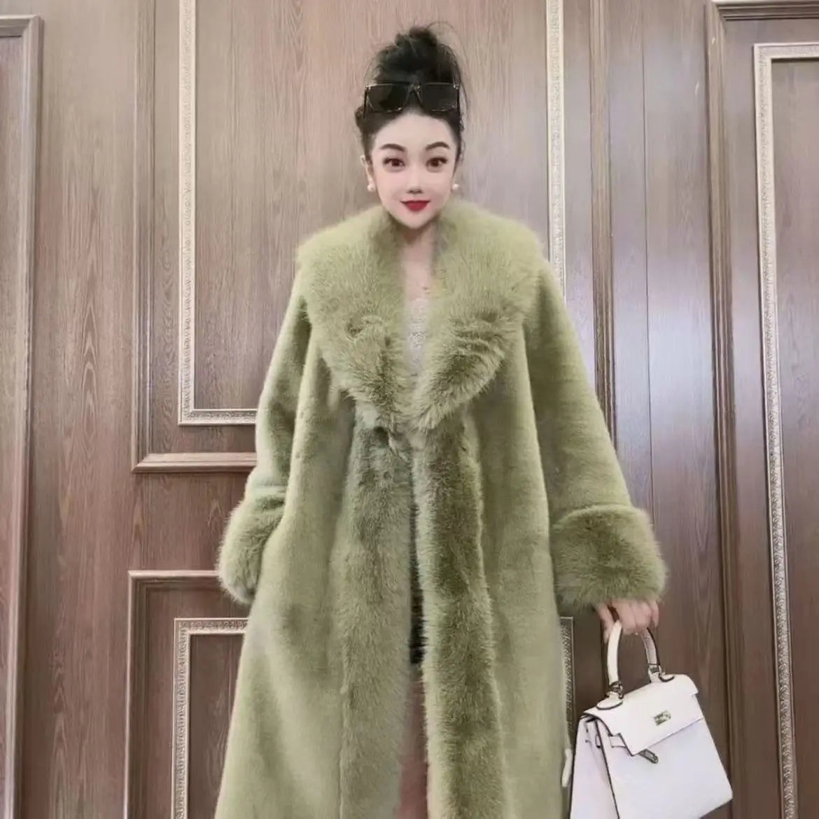 Elegant Faux Fur Long Coat: Warm & Chic
