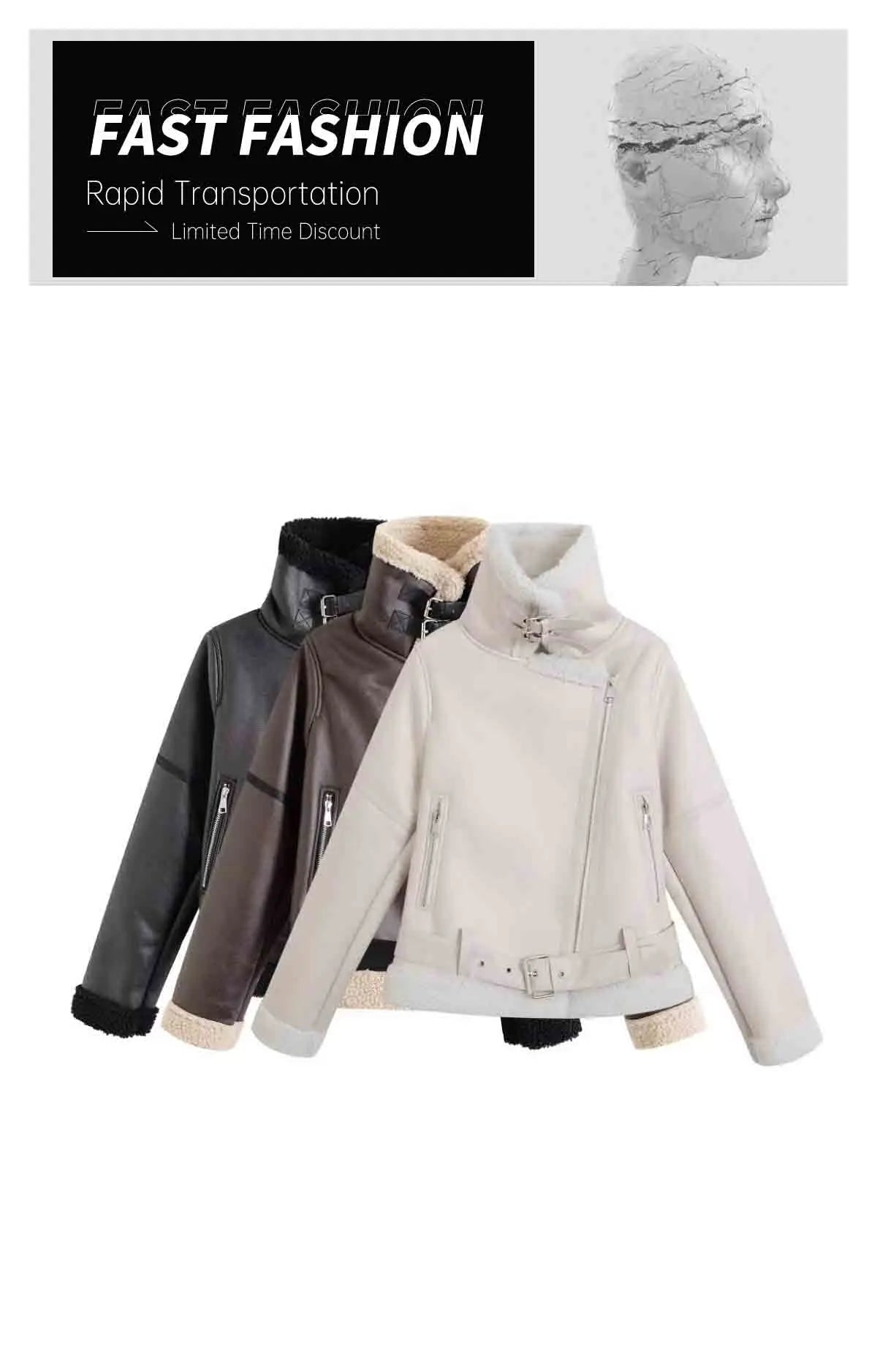 Retro Moto Style Coat – 2024 A/W Women's Fur Outerwear
