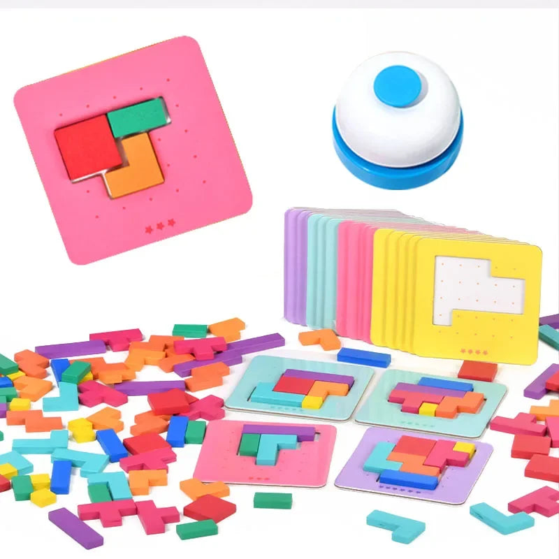 Montessori Desktop Puzzle & Tangram Game – Math & Shape Building Toy for Kids