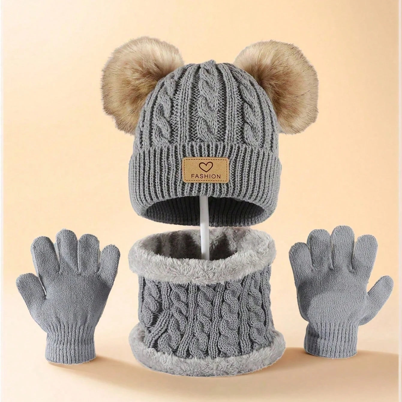 Kids 3PCS Winter Hat, Scarf & Gloves Set