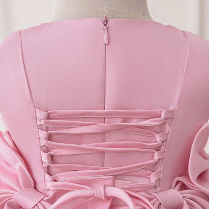 Pink Bow Baby Girl Dress – 1st Birthday & Party Outfit