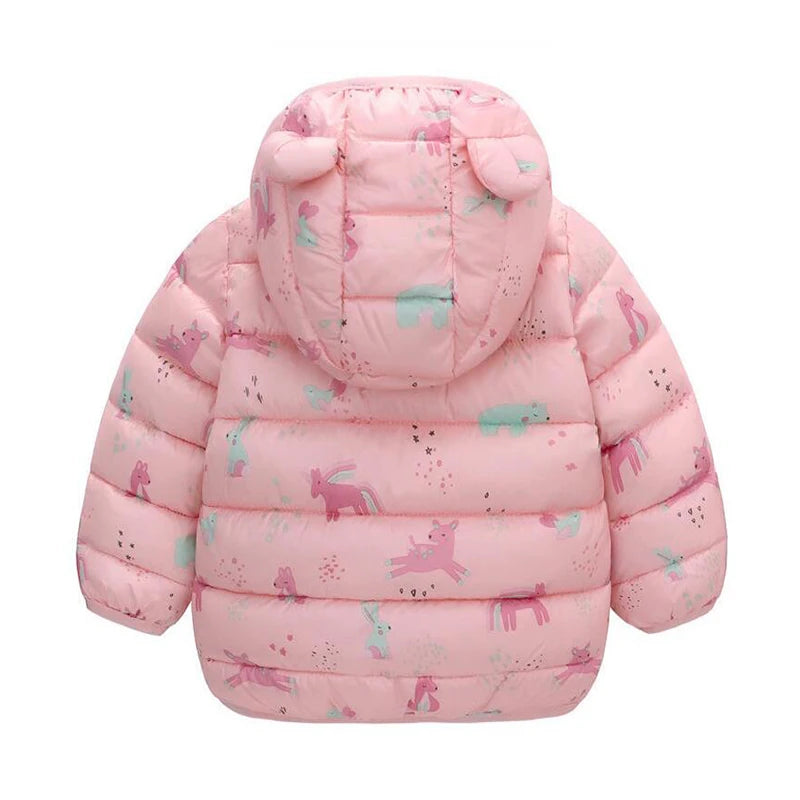 Adorable Kids' Hooded Down Jackets – Lightweight, Warm, and Dino-Fun