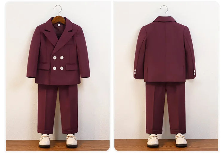 Elegant Boys’ Velvet Suit – British-Style Wedding & Party Outfit