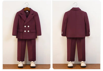Elegant Boys’ Velvet Suit – British-Style Wedding & Party Outfit