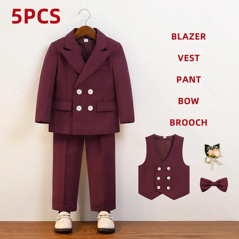 Elegant Boys’ Velvet Suit – British-Style Wedding & Party Outfit