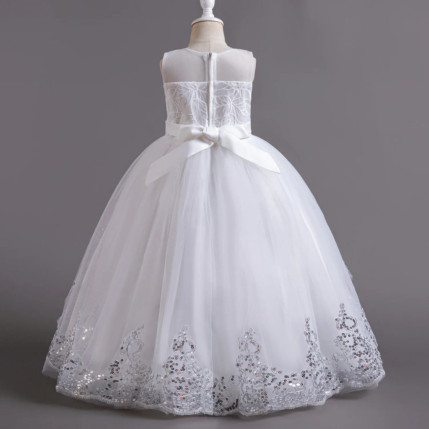 Girls Elegant Lace Wedding & Party Princess Dress