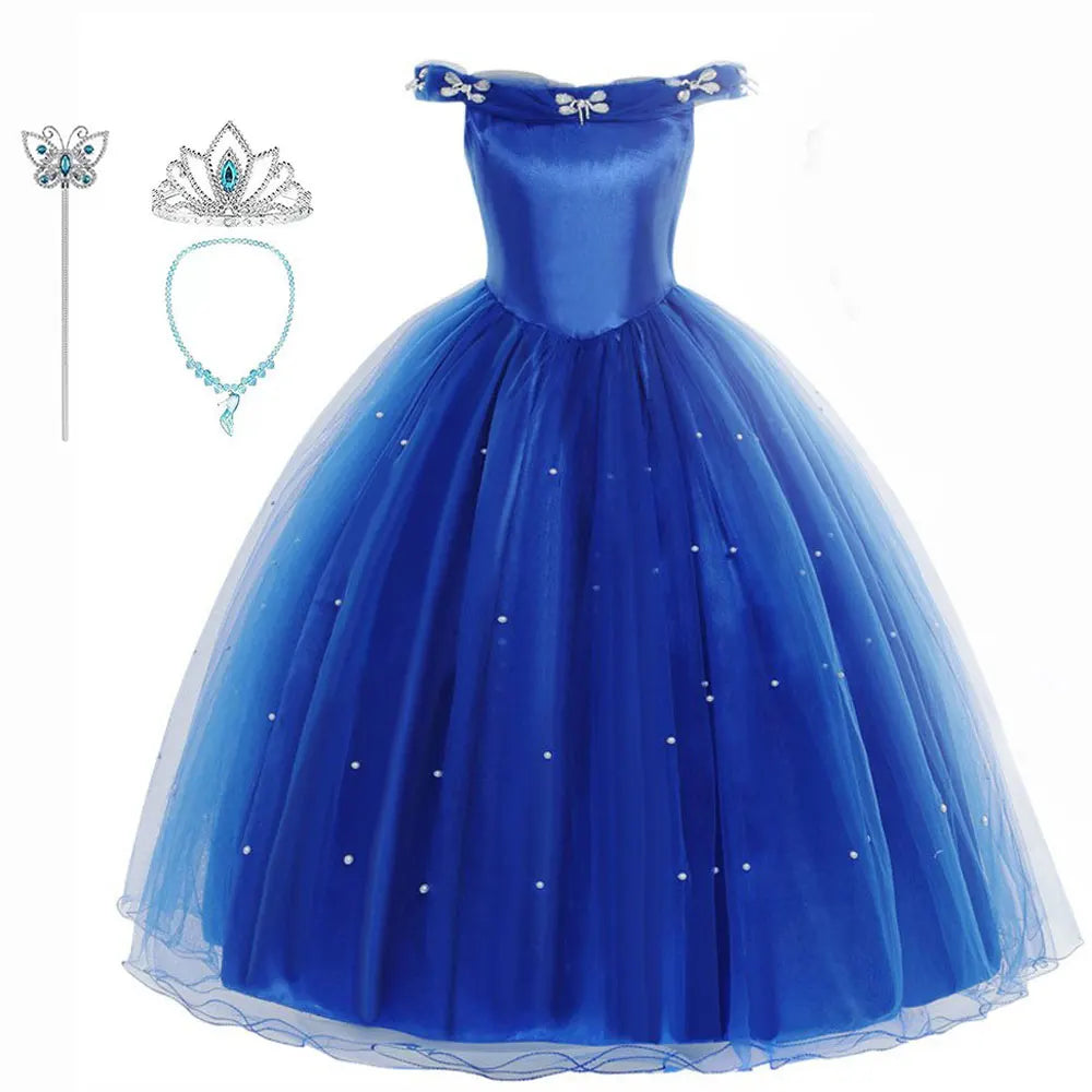 Girls Cinderella Princess Costume Dress Up Set