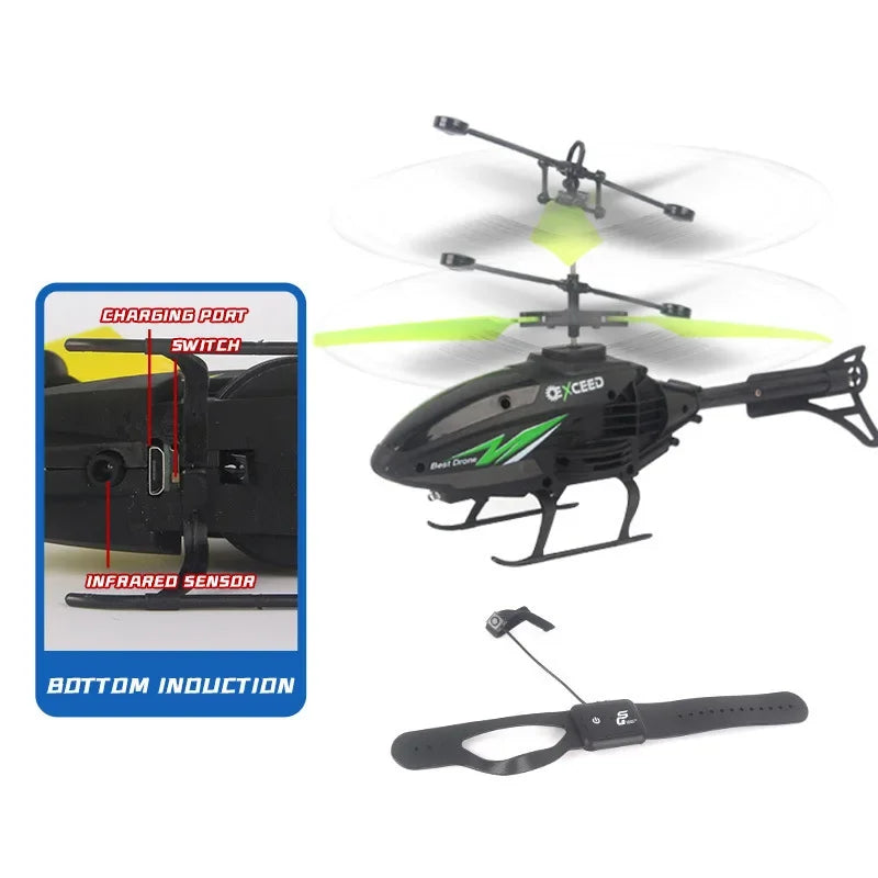 Wrist Induction Drone – Mini RC Helicopter for Kids with Impact Protection
