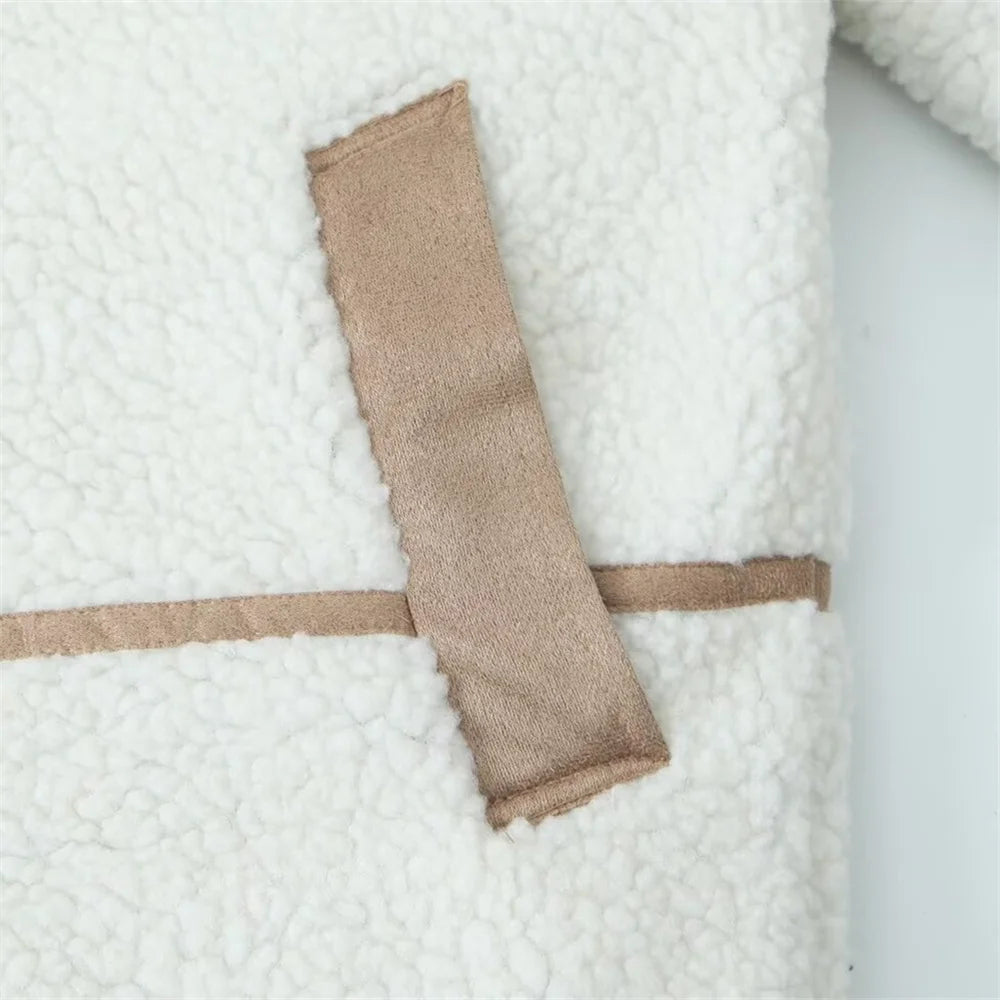 Women's Warm Long Sleeve Jacket with Zipper Pockets