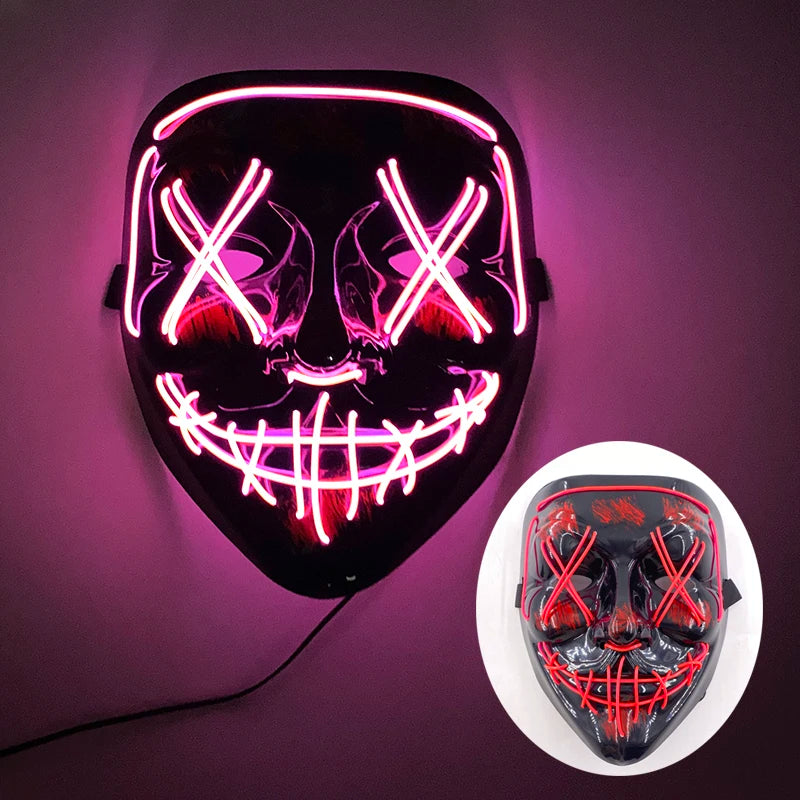 Halloween Light-Up Mask – Neon LED Marshmallow Headgear