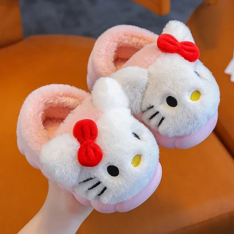 Cartoon Heel Cover Slippers – Winter Warm