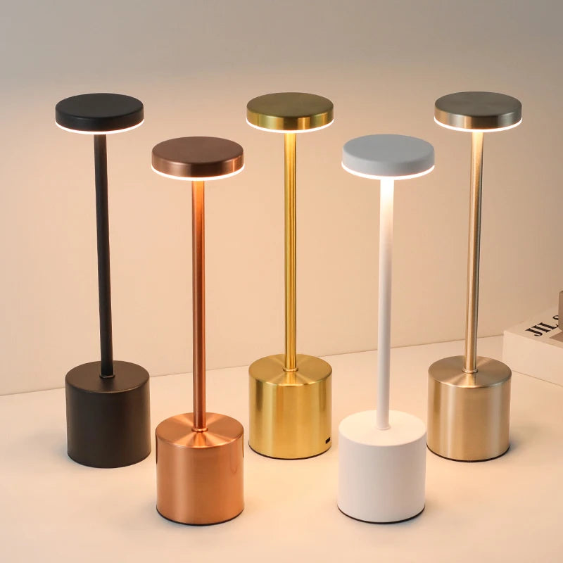 USB Rechargeable LED Table Lamp: Touch Control, 3-Color Metal Design