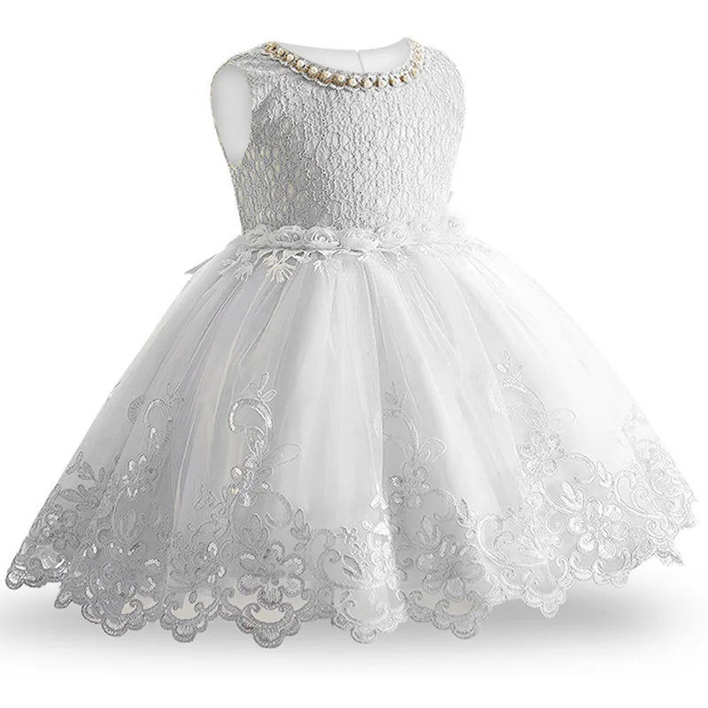 Pearl-Embellished Baby Dress – Formal Pageant Gown
