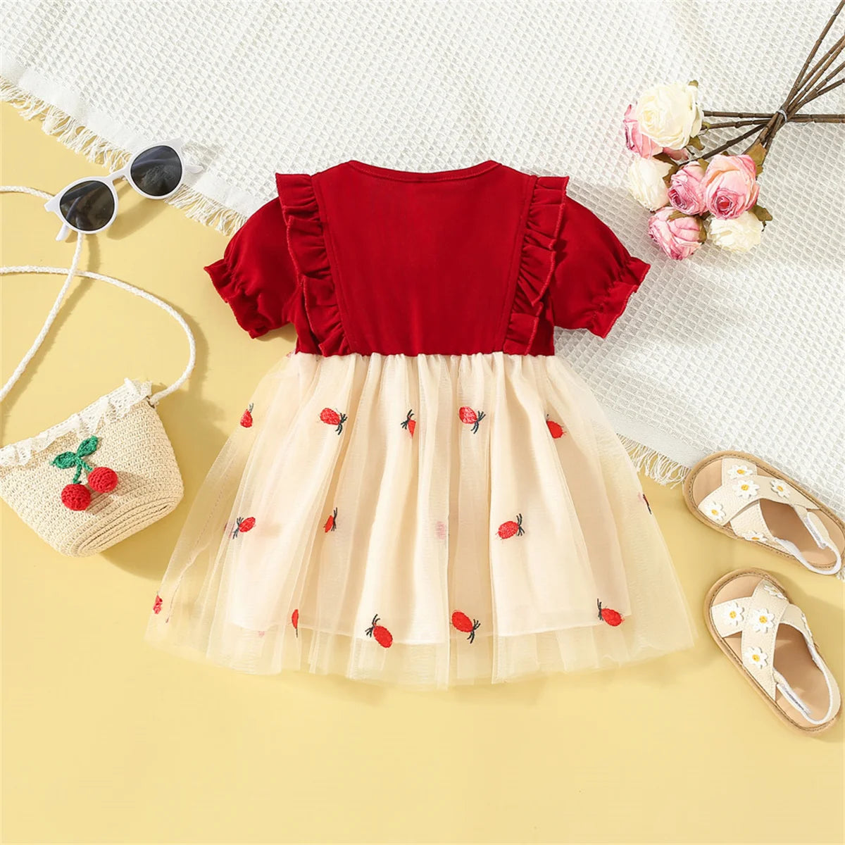 Baby Girl Cotton Mesh Birthday Party Dress