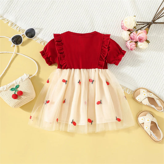 Baby Girl Cotton Mesh Birthday Party Dress