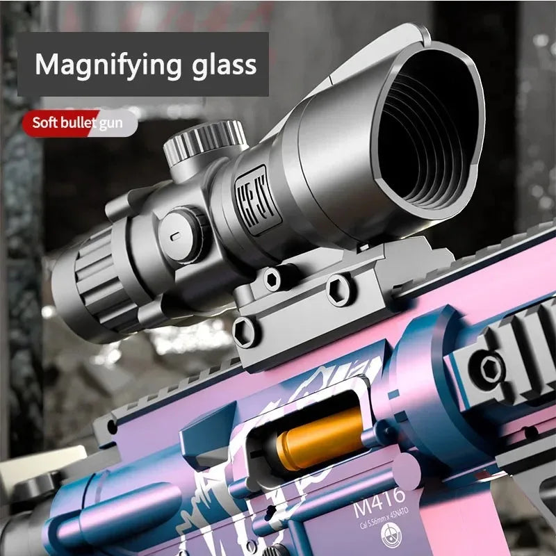 Ultra Shoppings M416 toy gun with soft bullet shells, suction cups, manual loading, realistic assault rifle for kids, boys' toy.
