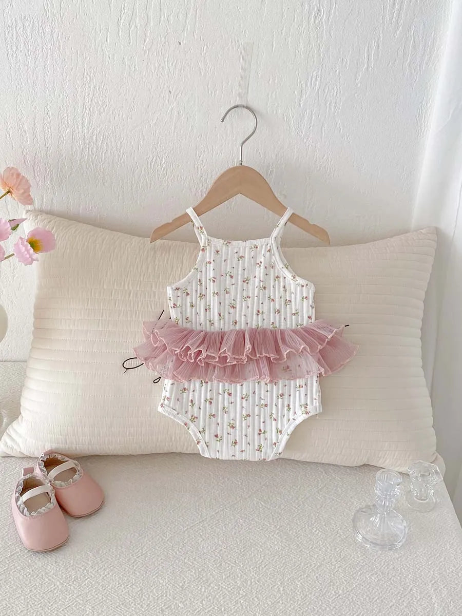 Baby Girl Floral Lace Romper Summer Outfit