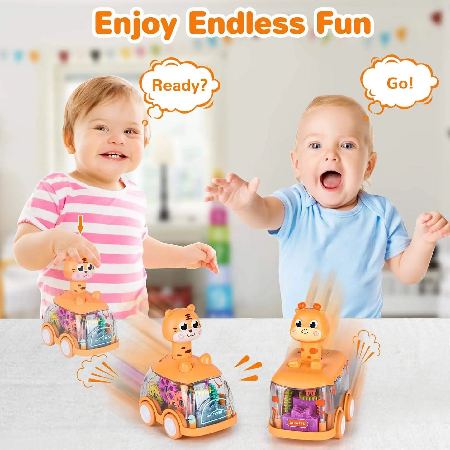 Transparent Light Gear Toy Car – Sliding Inertial Puzzle Car for Toddlers!