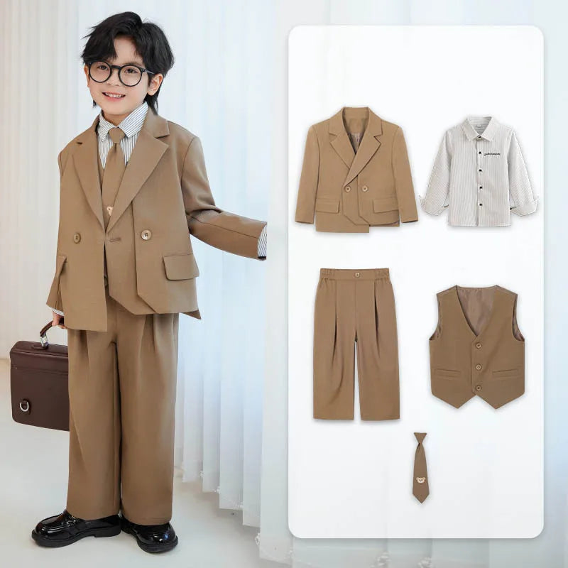 Baby Boys’ Classic Suit Set – 4/5Pcs Formal Outfit (1–10 Years)