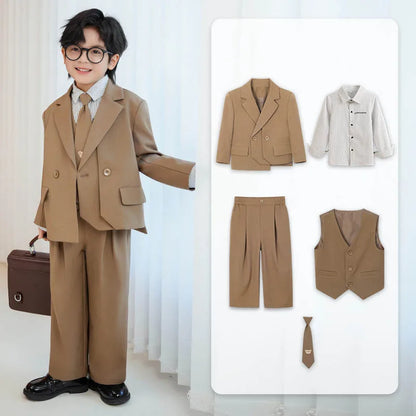 Baby Boys’ Classic Suit Set – 4/5Pcs Formal Outfit (1–10 Years)