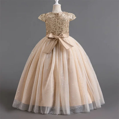 Festive Elegance – Girls’ Bow Party Dress for 3-10Y