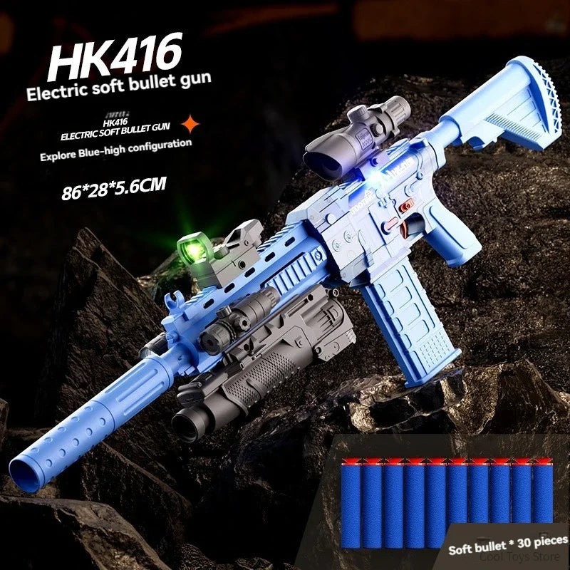 Ultra Shoppings electric soft bullet toy gun resembling HK416 Barrett sniper rifle, ideal for outdoor CS games and military play.