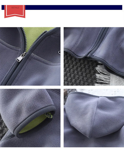 Boys’ Casual Hooded Fleece Sweatshirt – Zipper Coat for Kids