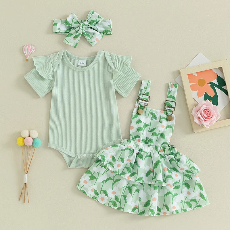 Sweet Baby Girl Summer Clothing Set 3Pcs