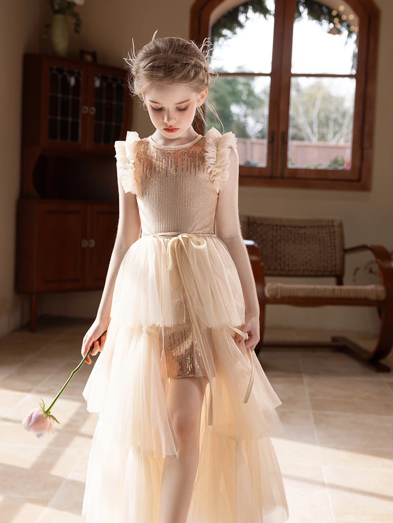 Girls Luxury Party & Wedding Dress Set
