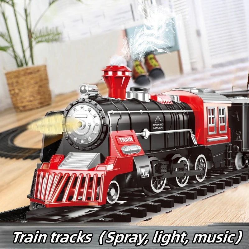 Kids Electric Steam Train Toy – High-Speed Rail Set with Parking Lot for Family Fun!