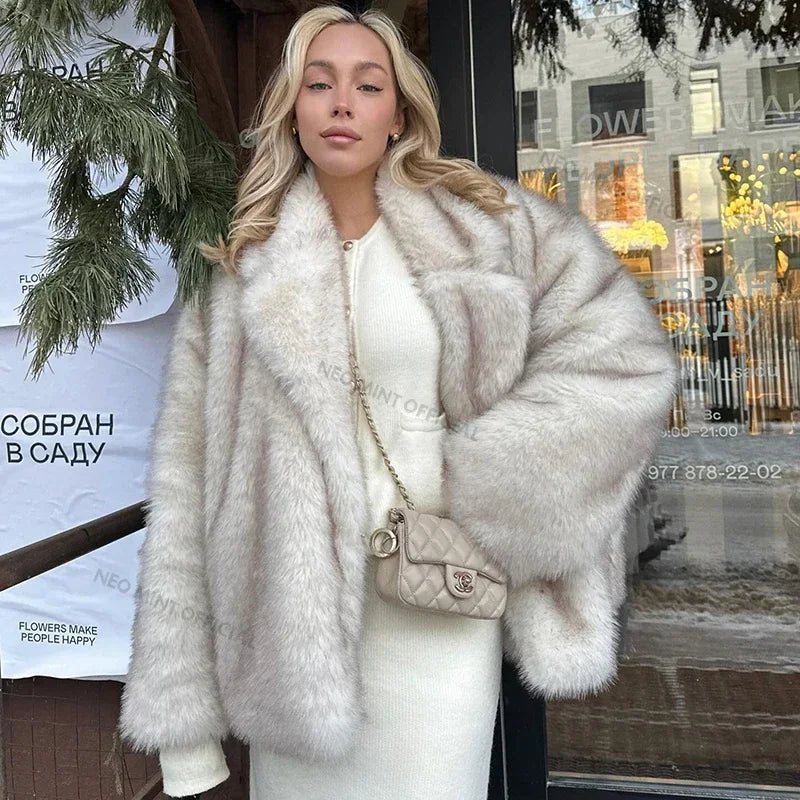 Cozy Glam: Oversized Gradient Fur Jacket