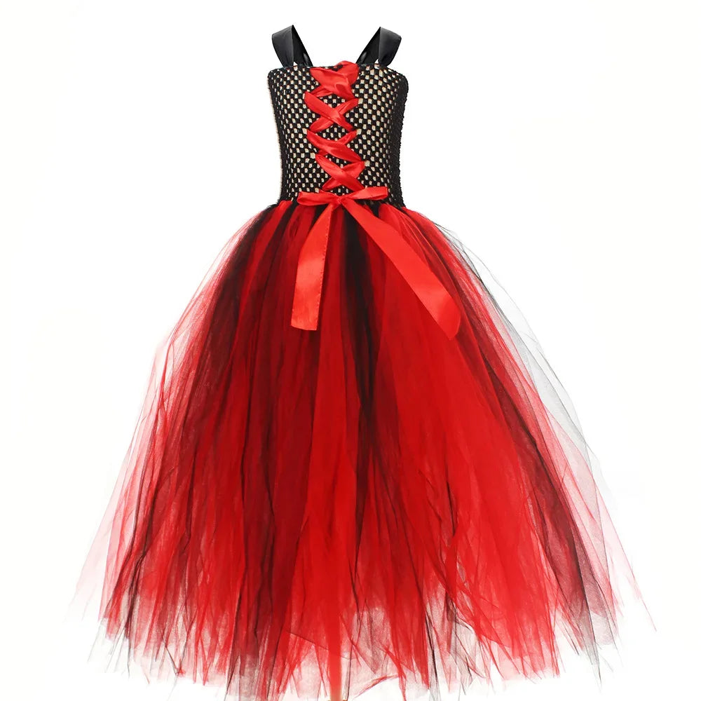 Halloween Gothic Mesh Dress – Kids Vampire Cosplay