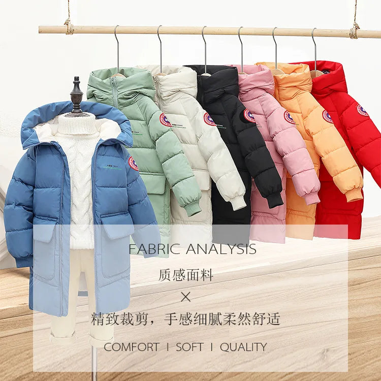 Boys' Long Winter Jacket – Warm Hooded Coat (2–10Y)