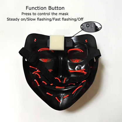 Wireless Neon LED Purge Mask – Glowing Halloween Party Mask