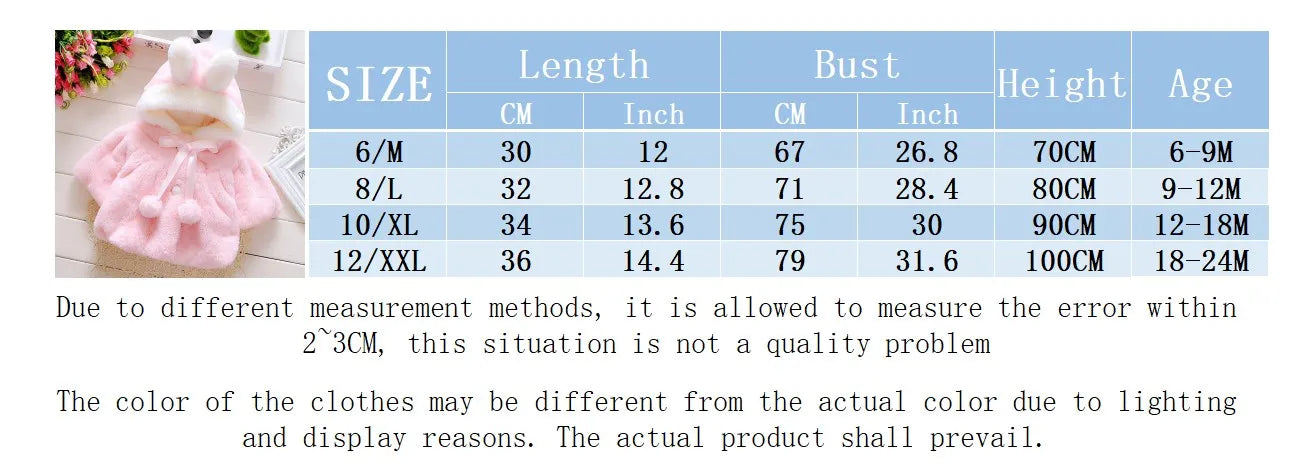 Baby Girl Winter Jacket – Cute Hooded Rabbit Ear Sweater (0–3Y)