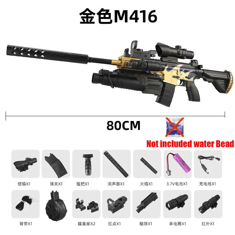 Ultra Shoppings 416 automatic toy gun firing 7-8mm hydrogel bullets, boys' toy with infrared reloading, ideal for New Year's gift
