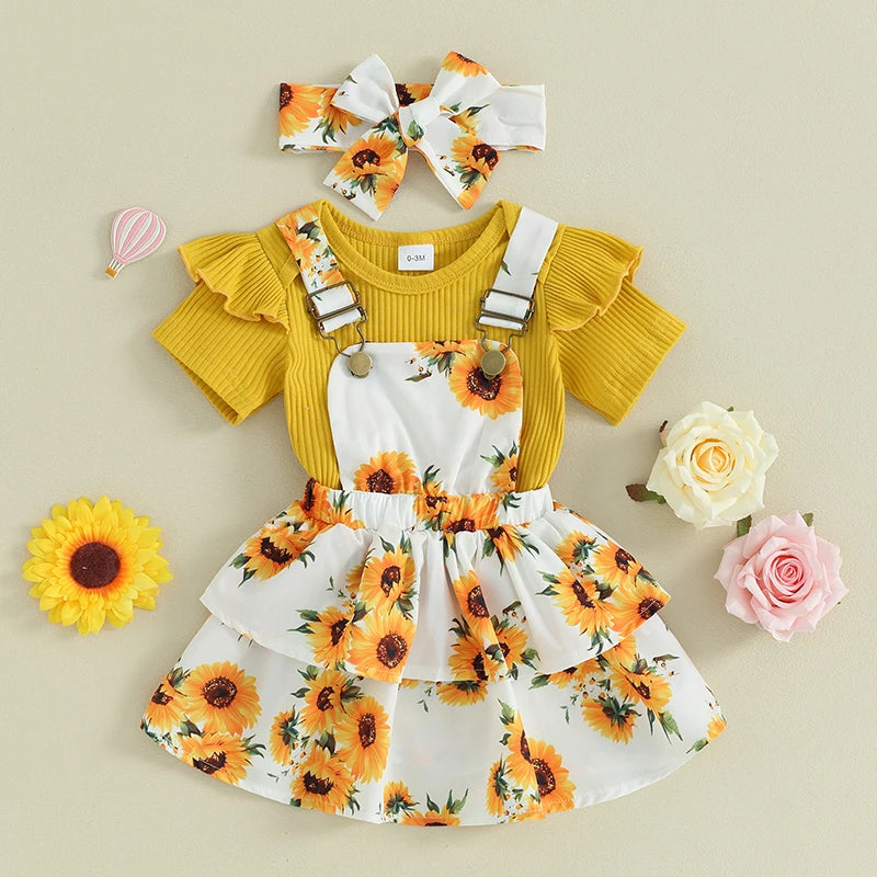 Sweet Baby Girl Summer Clothing Set 3Pcs