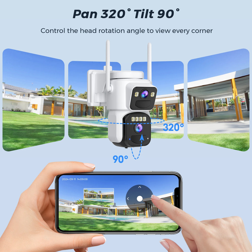 8MP Solar Security Camera | Dual Lens | WiFi | PIR Detection | Color Night Vision